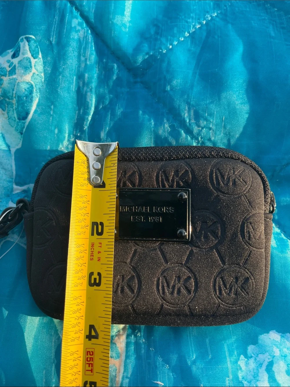 Michael Kors Black Embossed MK Wristlet Electronics Case